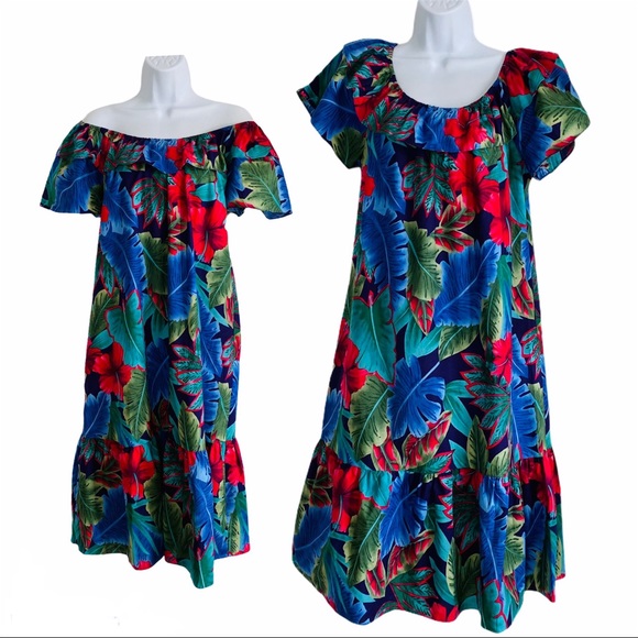 Tiered Ruffle Hawaiian Original Floral Print Dress - Picture 1 of 10